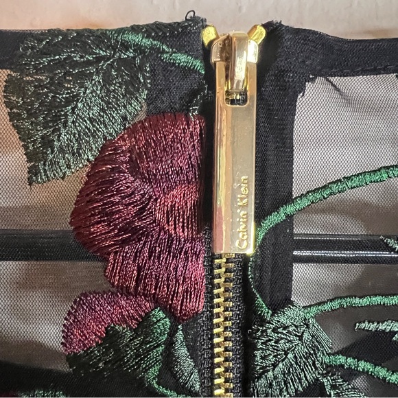 Calvin Klein Floral Embroidered Mesh Dress 14 NWOT - Picture 4 of 10